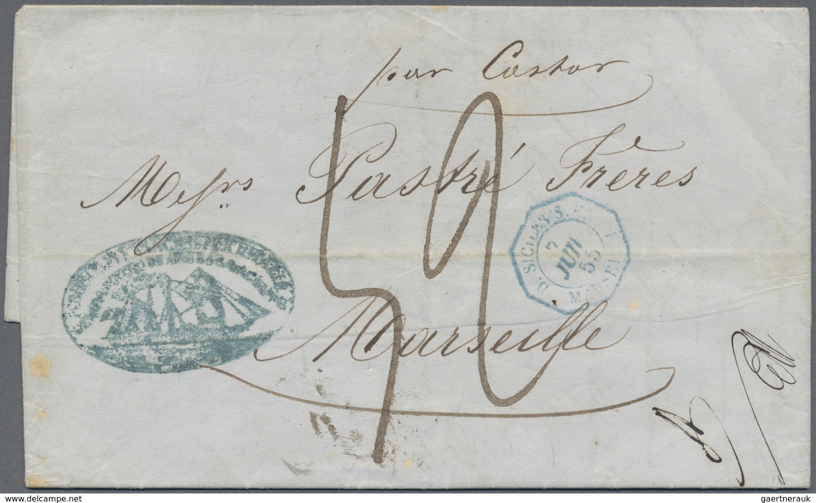 Br Italien - Altitalienische Staaten: Sardinien: 1855: Ship Letter From Genova/Genua To Marseilles Endo - Sardinië