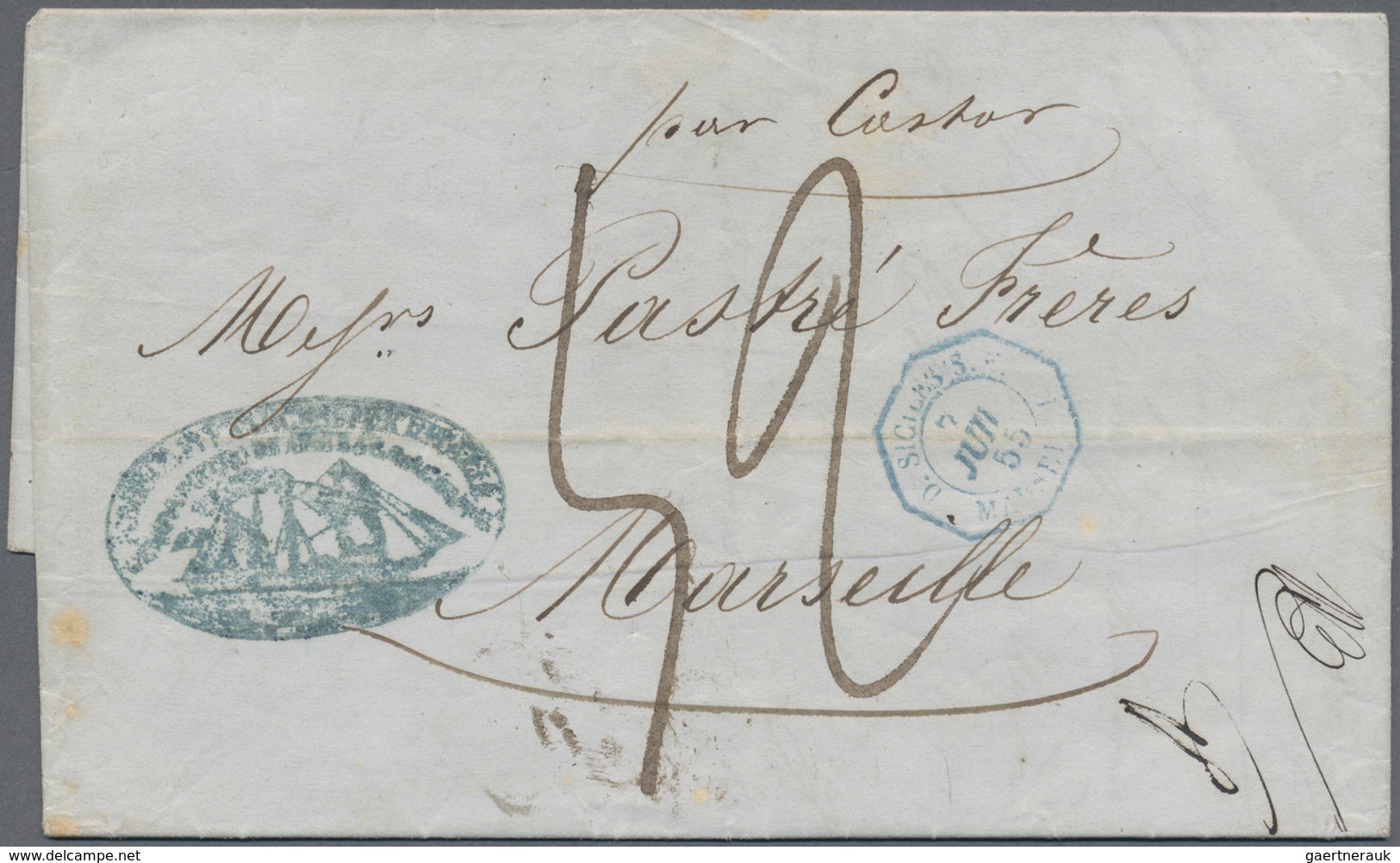 Br Italien - Altitalienische Staaten: Sardinien: 1855: Ship Letter From Genova/Genua To Marseilles Endo - Sardaigne