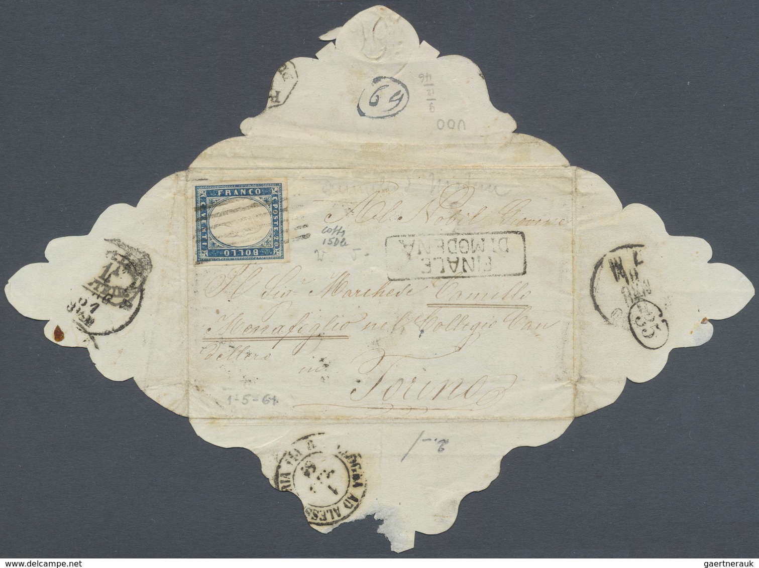 Br Italien - Altitalienische Staaten: Sardinien: 1861, Lovely Lady's Letter With Wide Margined 20 Cente - Sardinia