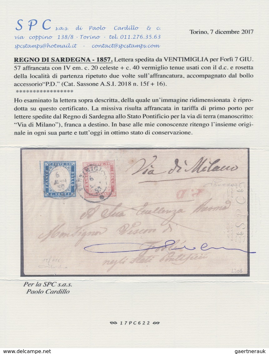 Br Italien - Altitalienische Staaten: Sardinien: 1857: Tarifs: Two Letters From The Kingdom Of Sardinia - Sardaigne