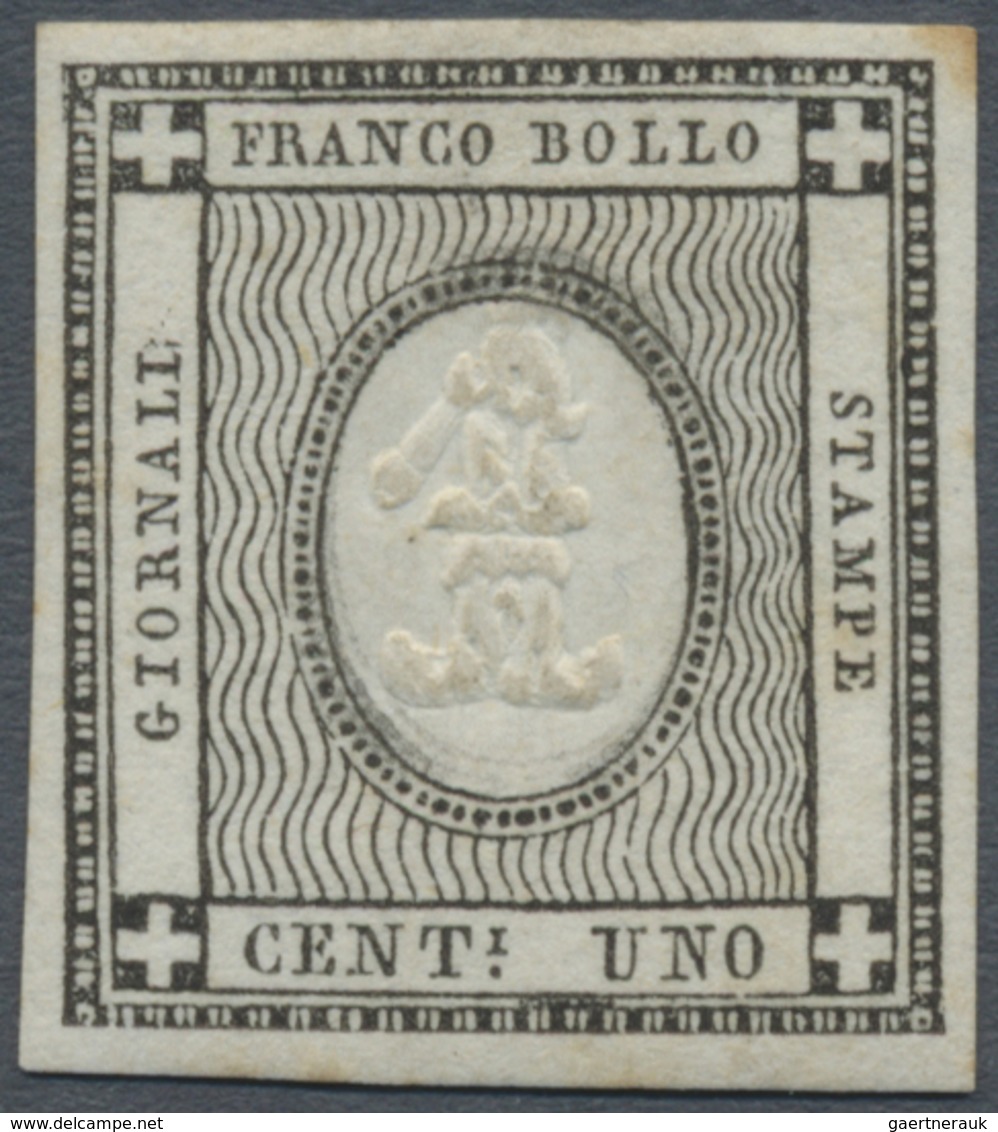 * Italien - Altitalienische Staaten: Sardinien: 1861, 1c. Intensive Black (colore Nero Intenso), Mint - Sardinië