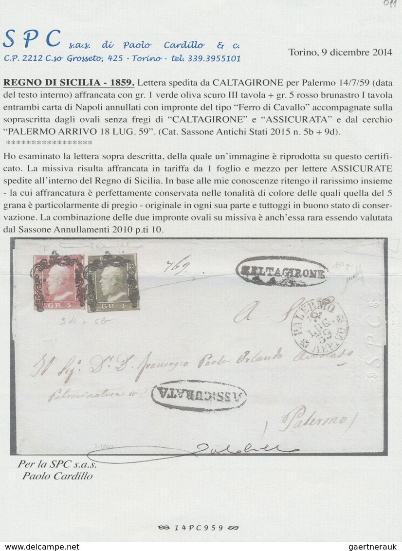 Br Italien - Altitalienische Staaten: Sizilien: 1859: 5 Gr Brownish Red (first Plate, Naples Paper) And - Sicile