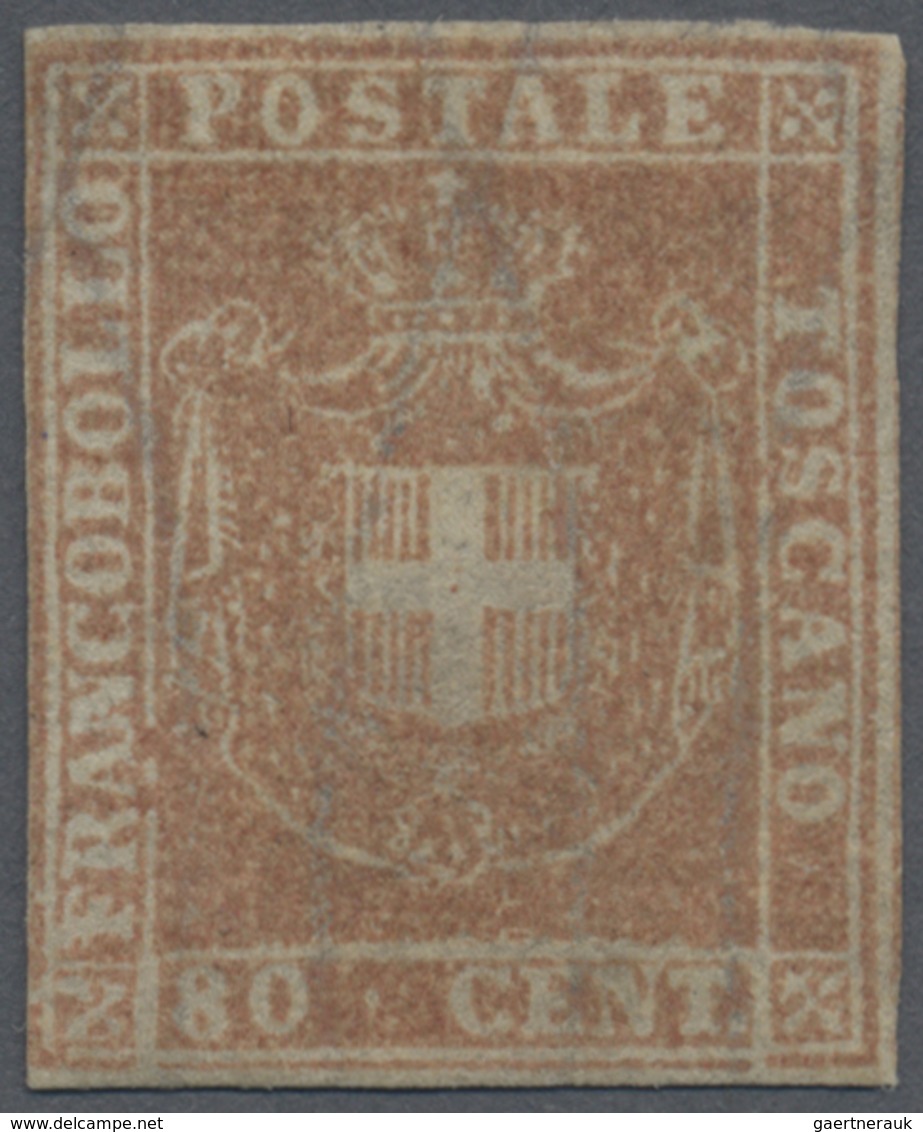 * Italien - Altitalienische Staaten: Toscana: 1860 80c. Brown-orange (bistro Carnicino), Unused With T - Toscane