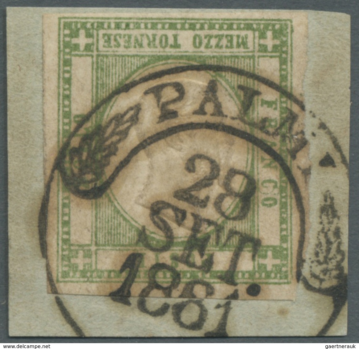 Brfst Italien: 1861, Neapolitan Provinces ½ Tor Green, Showing Inverted Effigy And Used On Small Piece, Ti - Marcophilie