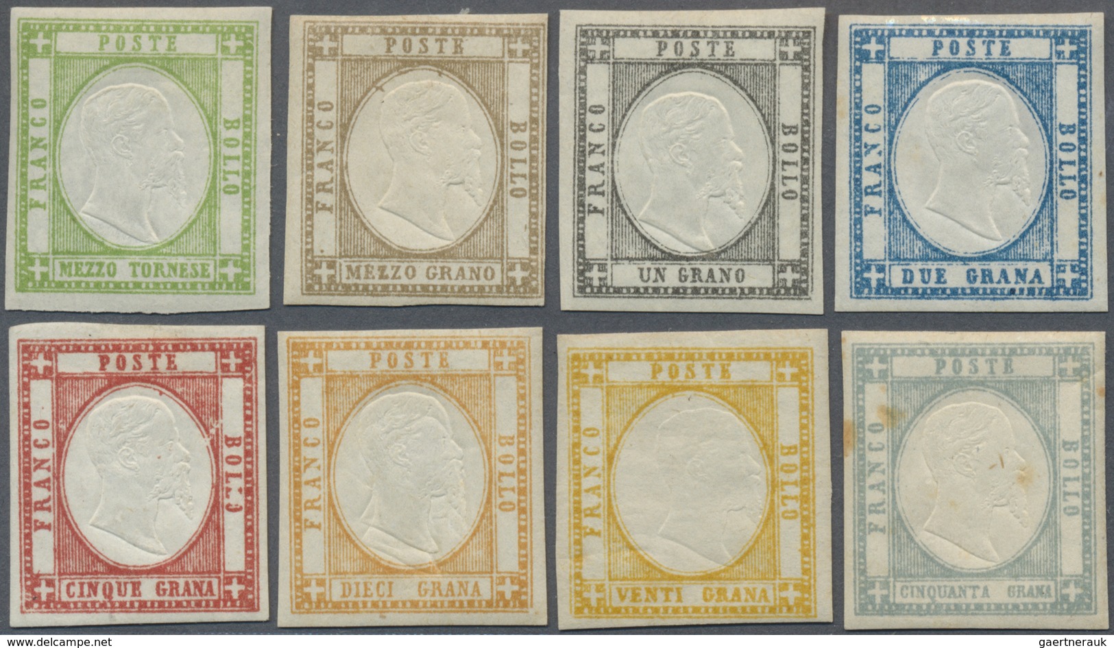 * Italien: 1861, Neapolitan Province, ½t. To 50gr., Complete Set Of Eight Values, Bright Colours, Clos - Poststempel