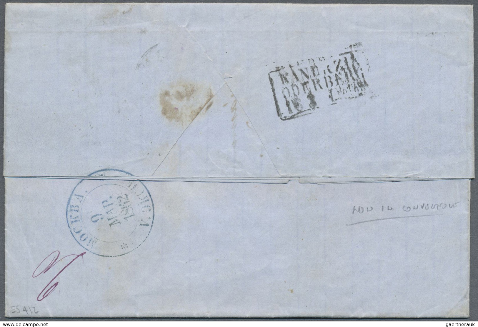 Br Italien: 1862: 20 C. Indigo, Single, Scissors Cut At Top, On Letter From Milan 12/3/62 Endorsed "par - Marcophilie