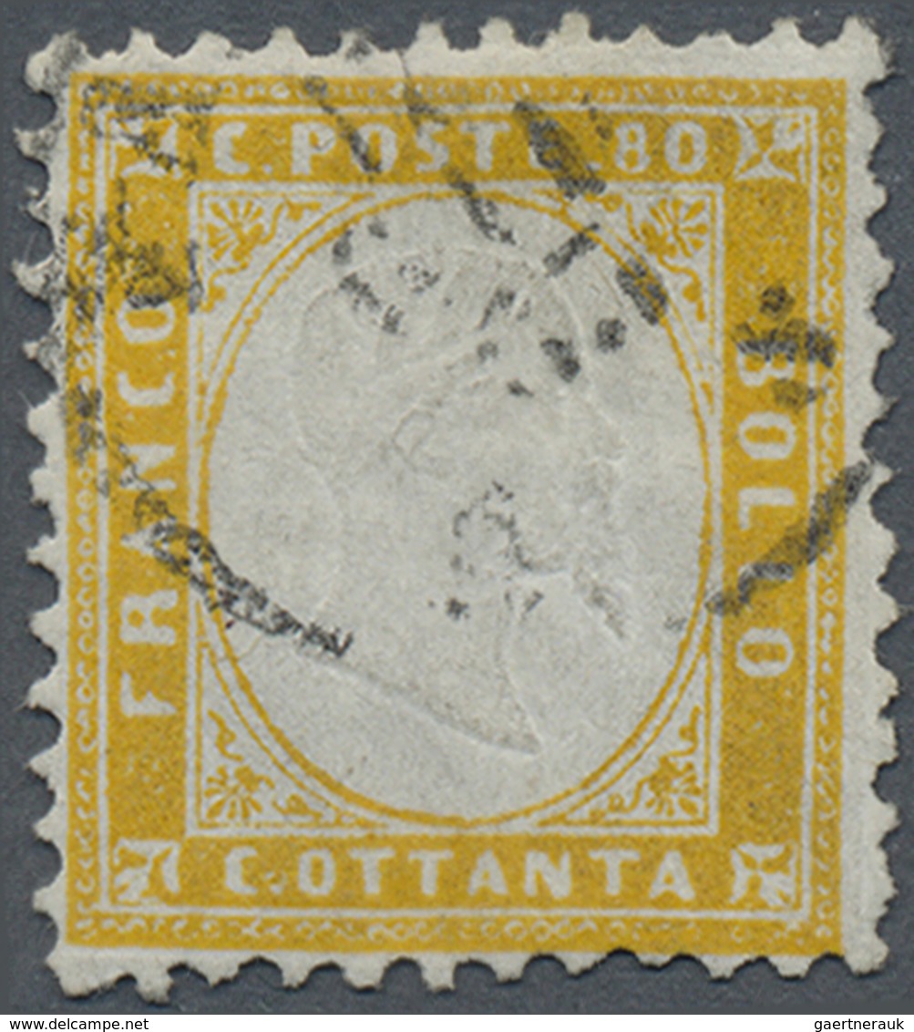 O Italien: 1862, 80c. Yellow, Bright Colour, Well Perforated (one Perf At Top Slightly Creased), Used - Marcophilie