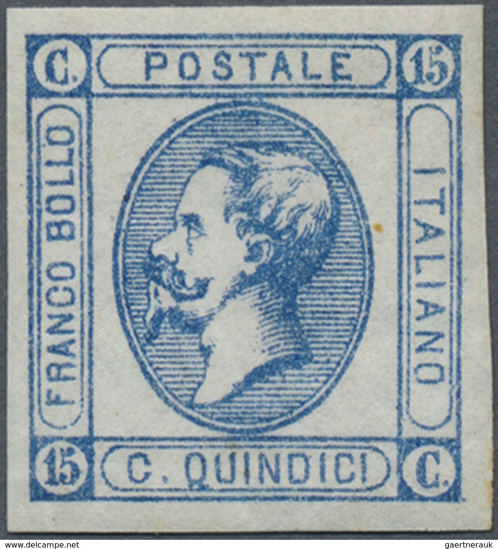 ** Italien: 1863, 15c. Blue, Type I, Fresh Colour, Full To Wide Margins, Unmounted Mint, Signed A.Diena - Marcophilie