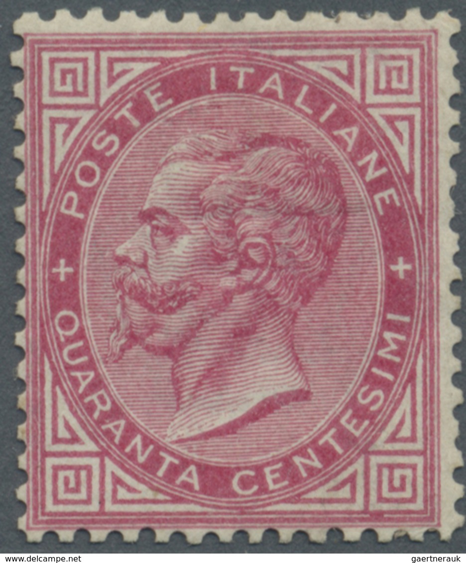 * Italien: 1863, 40c. Carmine, Fresh Colour And Well Perforated, Mint O.g. With Hinge Remnant, Signed - Marcophilie