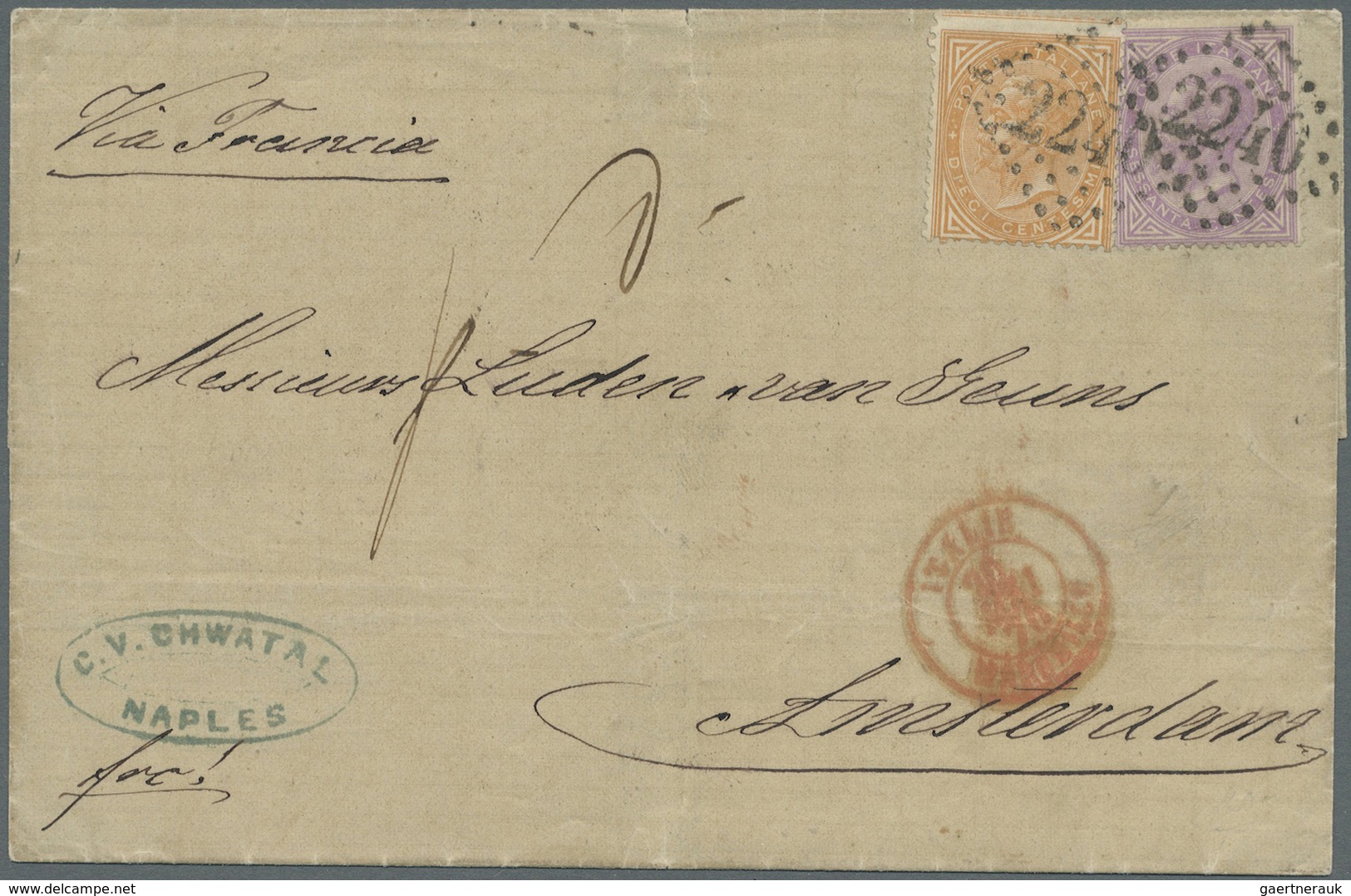 Br Italien: 1863/65, King Vittorio Emanuele II Issue, Turin Printing, 10c And 60c On Cover Sent From Na - Marcophilie