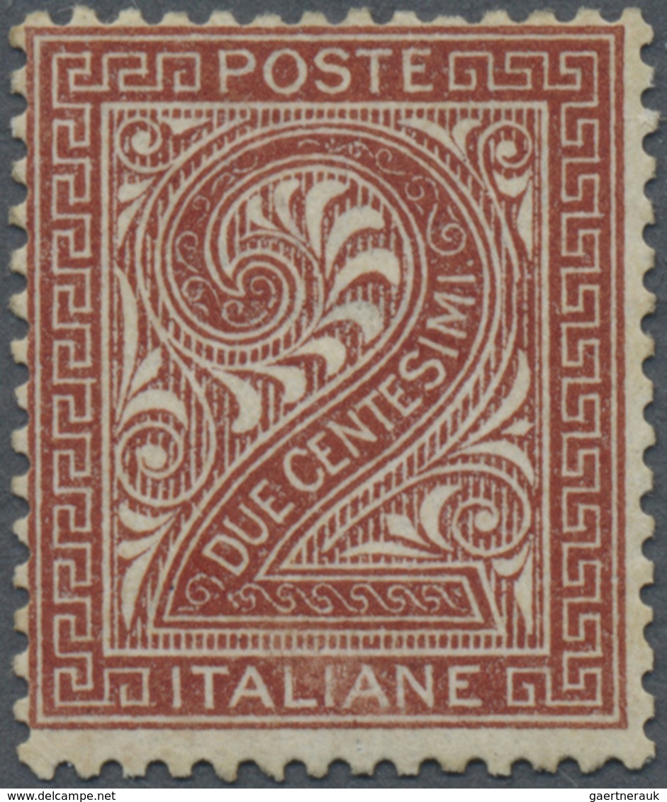 (*) Italien: 1863, 2c. Brownish Red, London Printing, Fresh Colour, Well Perforated, Unused With Part Of - Marcophilie