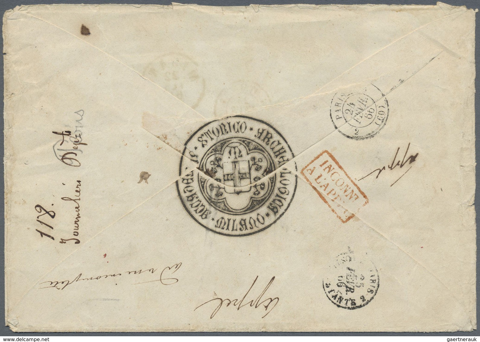 /Br Italien: 1865: 20 C On 15 C Blue, Block Of Four, Small Defects,  And Partly Seperated Before Using, - Marcophilie