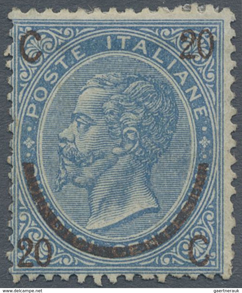 (*) Italien: 1865, 20c. On 15c. Blue, Type II, Fresh Colour, Unused No Gum, Slight Corner Crease/flat Pe - Marcophilie