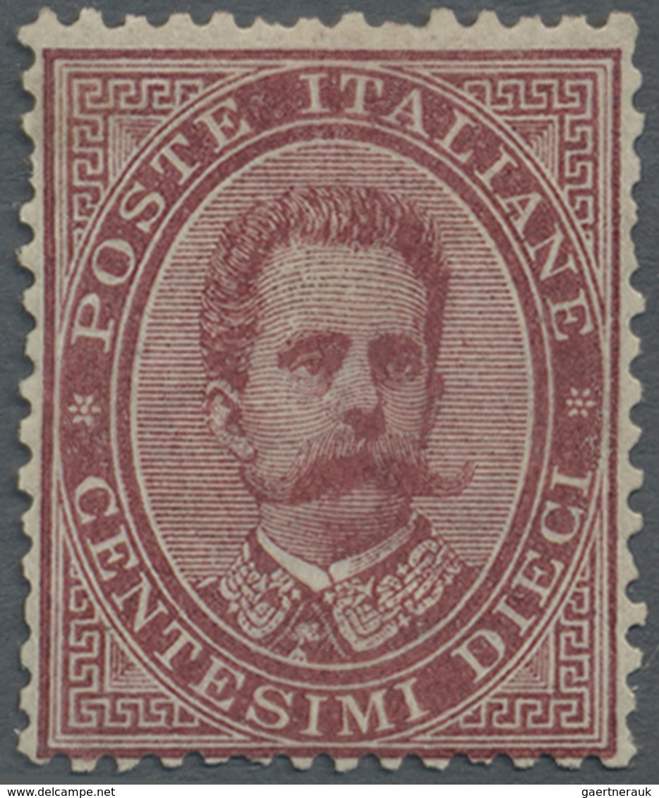 ** Italien: 1879, 10c. Carmine, Fresh Colour, Normally Perforated With Some Irregular Perfs, Unmounted - Marcophilie