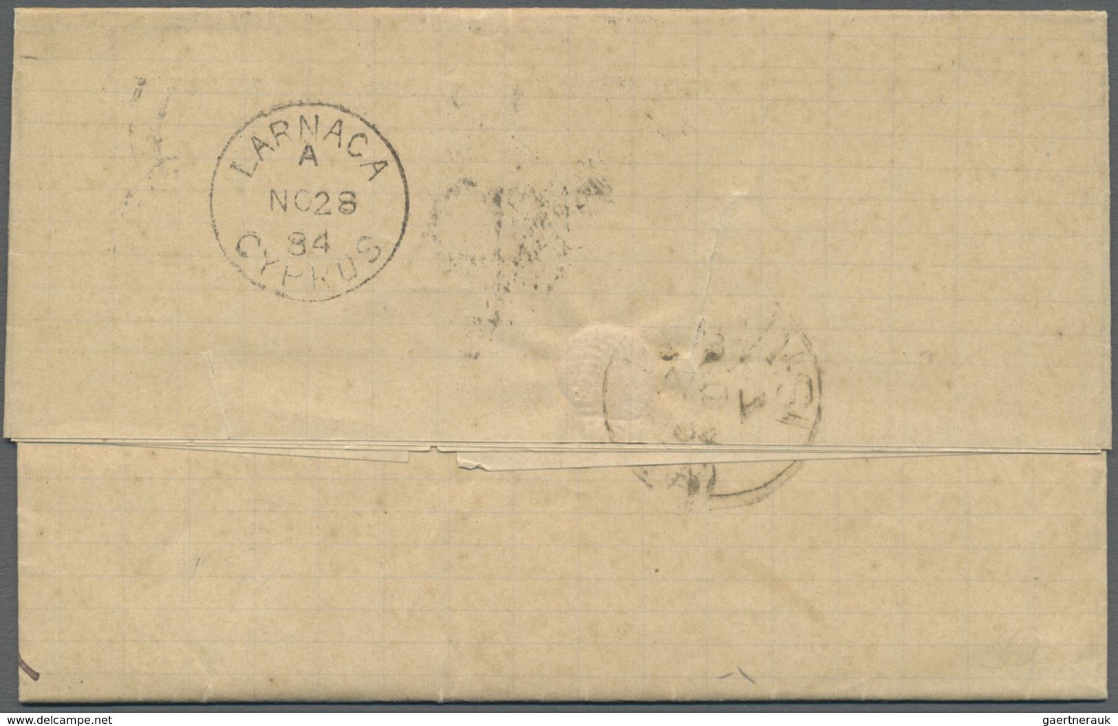 Br Italien: 1884. Disinfected Envelope Written From Genova Dated '22nd Nov 1884' Addressed To Cyprus Be - Marcophilia