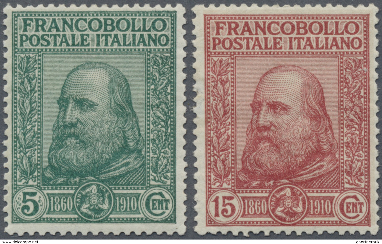 * Italien: 1910, 50th Anniversary Of Liberation Of Sicily (Garibaldi), 5c. Green And 15c. Rose, Fresh - Marcophilie