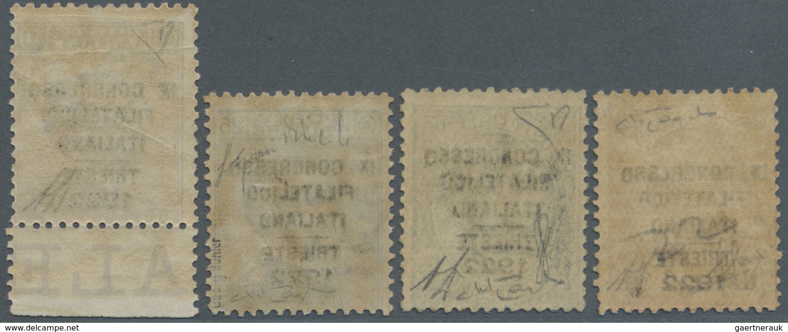 * Italien: 1922, Philatelic Congress Triest, Complete Set Mint O.g., Several Signatures, E.g. A.Diena, - Marcophilia