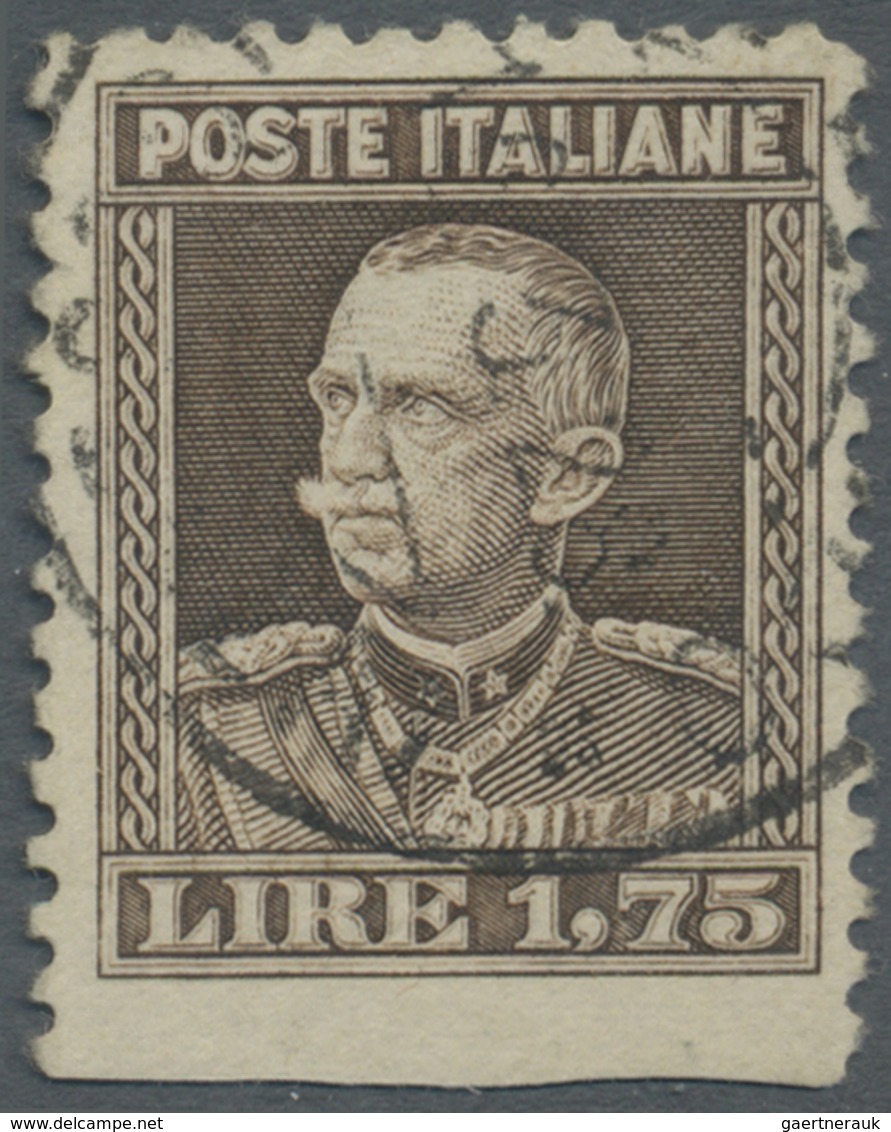 O Italien: 1927, 1.75l. Brown Showing Variety "imperforate At Base", Neatly Cancelled, Signed And Cert - Marcophilie