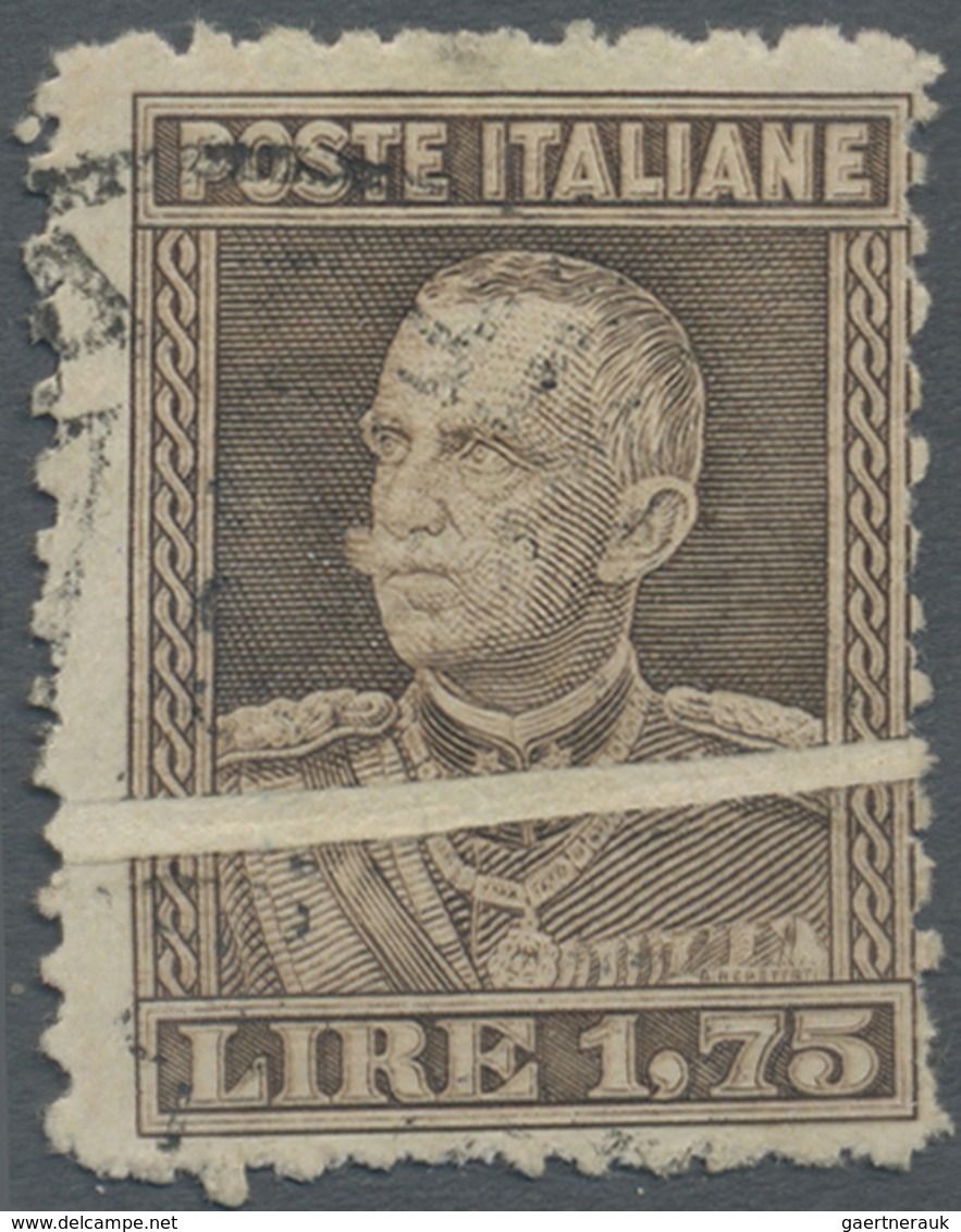 O Italien: 1927, König Viktor Emanuel III. 1,75 L. Braun Gez. 11 Mit Horiz. Breiter PAPIERFALTE Sauber - Marcophilie