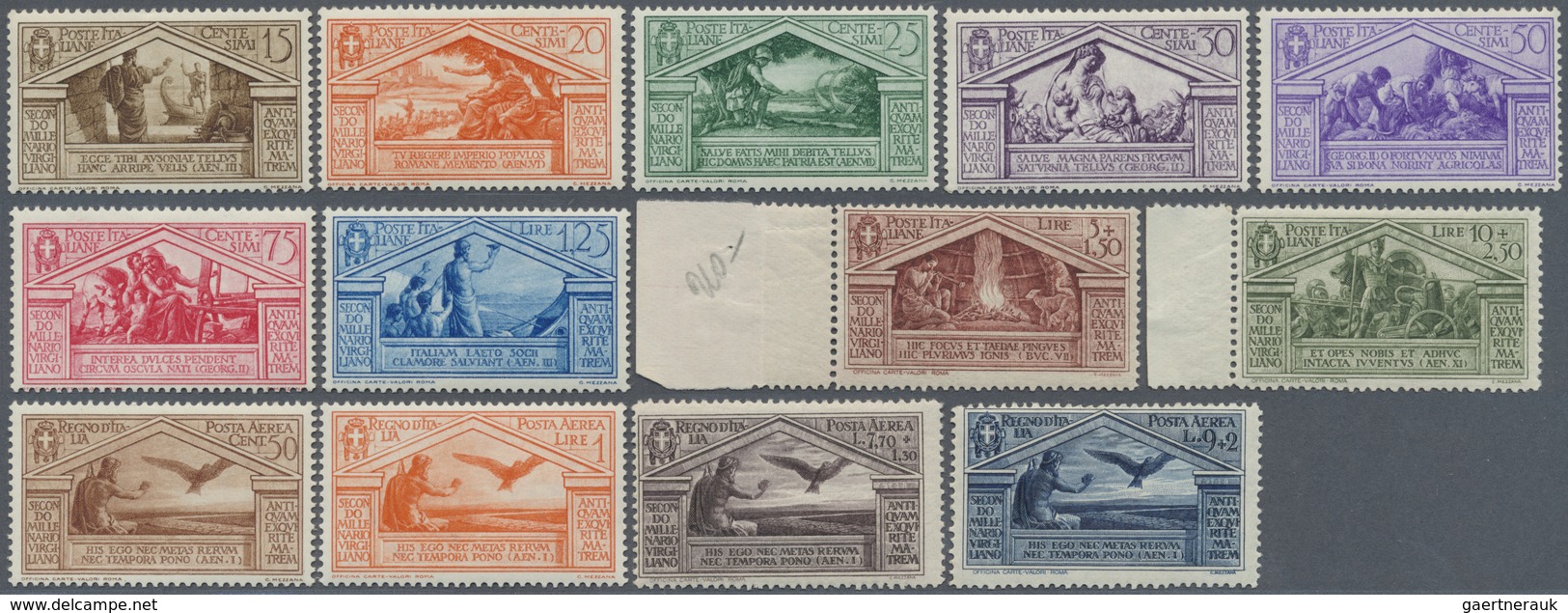 ** Italien: 1930, Vergil, Complete Set Of 13 Values (partly With Natural Brownish Gum Toning, Mentioned - Marcophilie