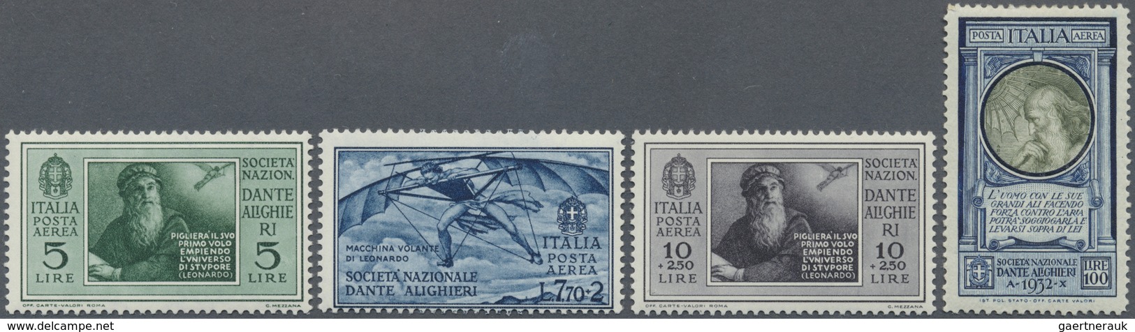 ** Italien: 1932, Dante Society, Complete Set Of 19 Values Incl. 100l (partly With Natural Brownish Gum - Marcophilie