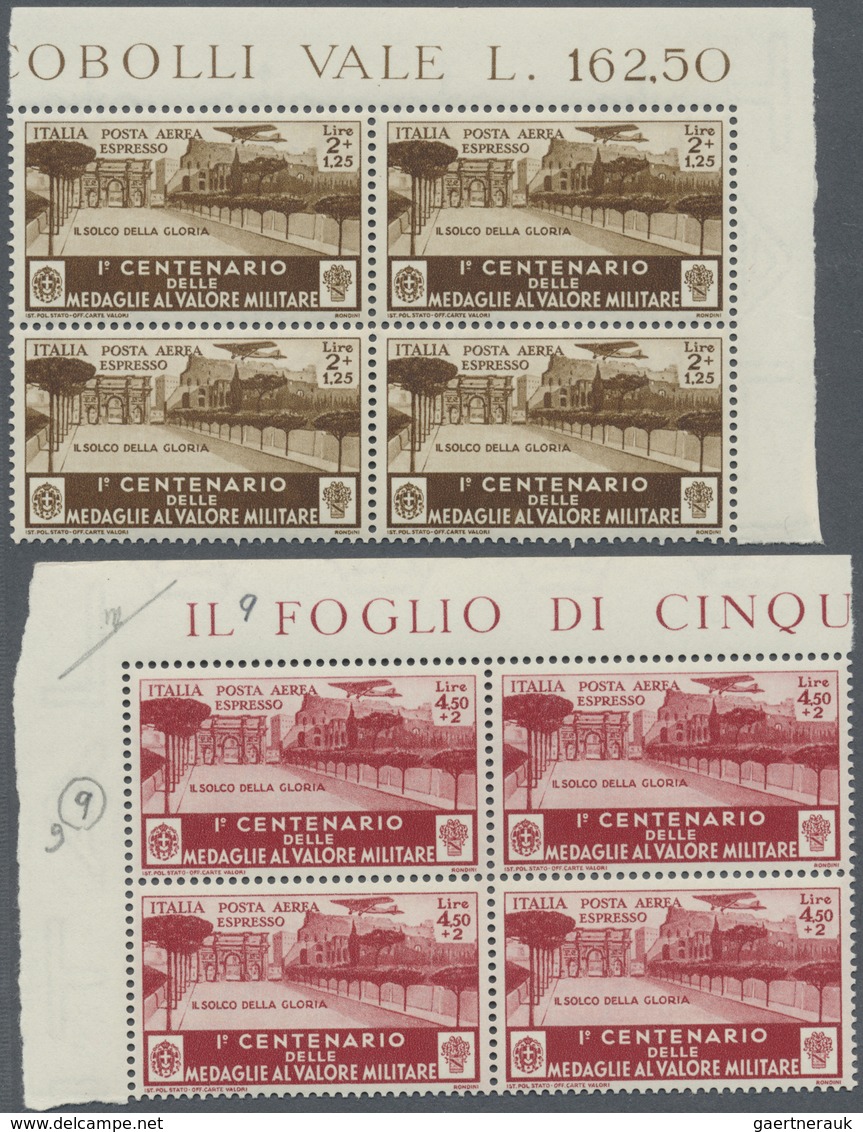 **/ Italien: 1934, 100 Jahre Tapferkeitsmedaille Kompl. Satz Der Flugpost- Und Flugpost-Eilmarken (9 Wer - Marcophilie