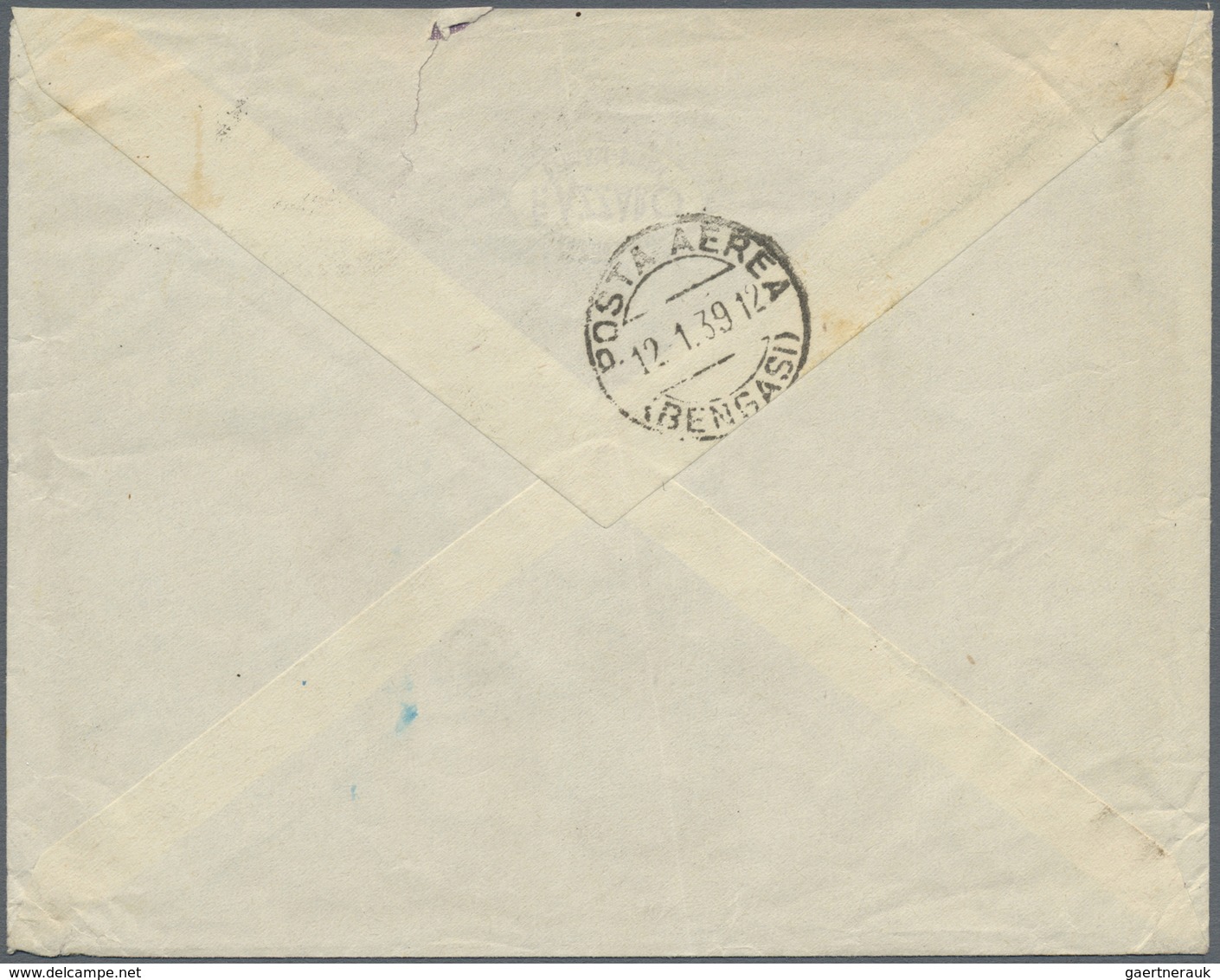 Br Italien: 1939, 50 C Violet Postal Stationery Cutout Two Items Mixed Franking On Air Mail Cover From - Marcophilie