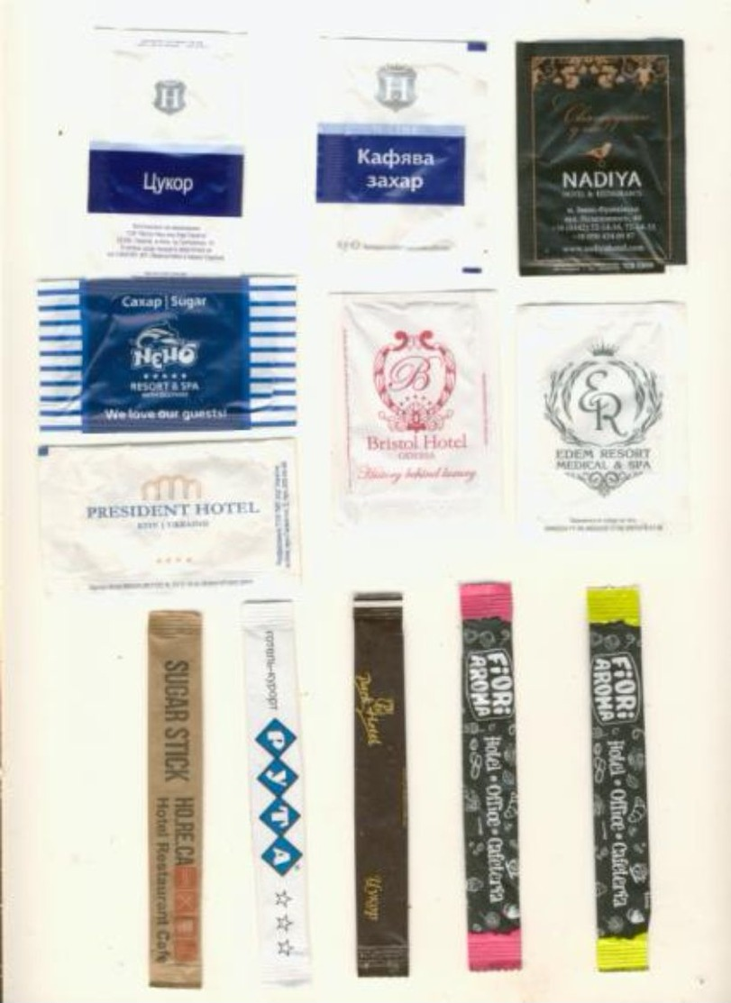 Sugar Packets From  Hotels From Ukraine. - Suiker