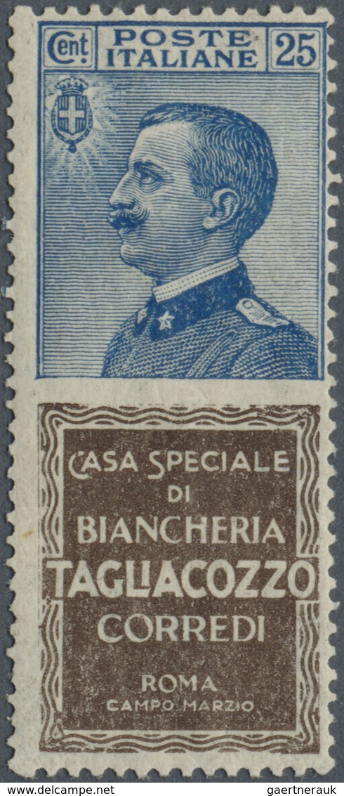 ** Italien - Zusammendrucke: 1924/1925, 25c. Blue + Tagliacozzo Unmounted Mint With Natural Slightly Ir - Unclassified
