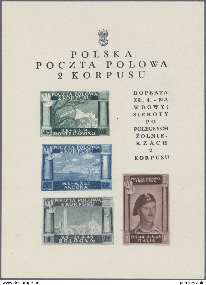 (*) Italien - Militärpostmarken: Feldpost: 1945, "POCZTA POLOWA 2. KORPUSU" Block Issue With 45 Gr., 55 - Poste Militaire (PM)