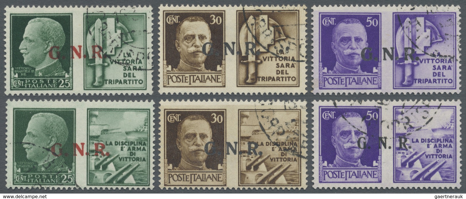 O Italien - Militärpostmarken: Nationalgarde: 1944, König Viktor Emanuel 25 C. Grün, 30 C. Braun Und 5 - Autres & Non Classés