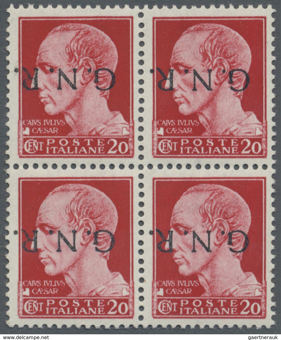 **/ Italien - Militärpostmarken: Nationalgarde: 1944, 20c. Carmine With Inverted Overprint, Block Of Fou - Autres & Non Classés