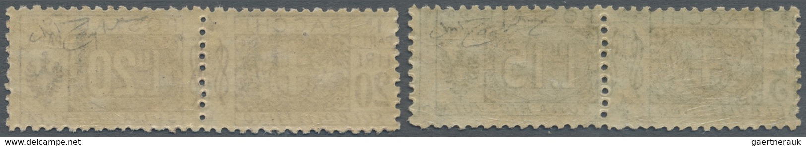 ** Italien - Paketmarken: 1922, Wappen Und Wertziffer 15 L. Olivgrau Und 20 L. Bräunlichlila Mit Wz. Kr - Colis-postaux