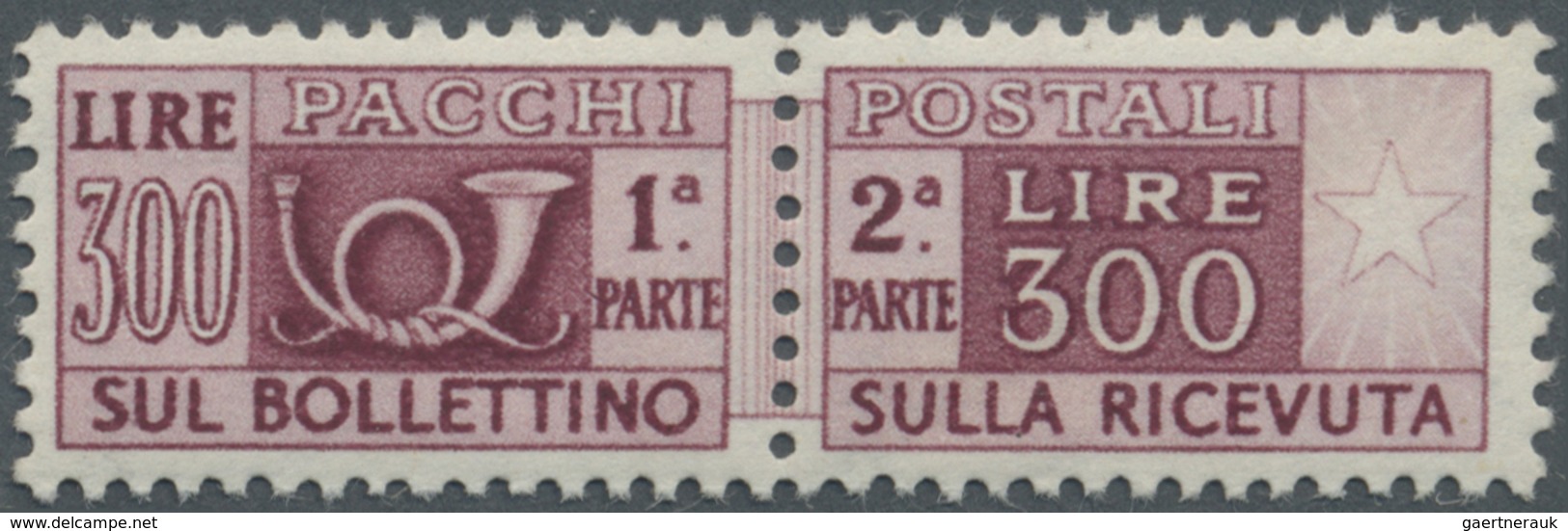 ** Italien - Paketmarken: 1948, 300l. Purple Unmounted Mint With Natural Gum Creasing, Signed Raybaudi. - Postpaketten