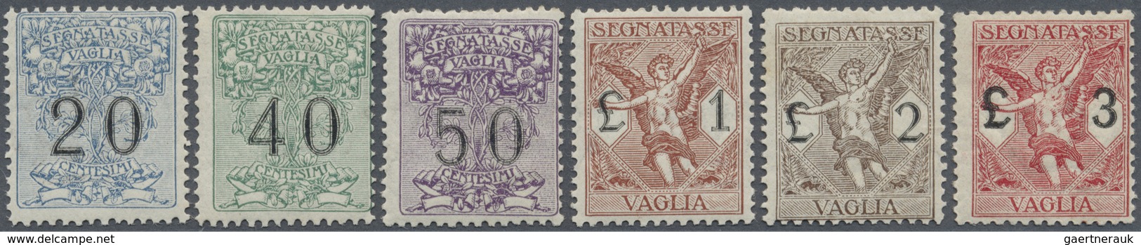 ** Italien - Postanweisungsmarken: 1924, 20c. To 3l., Complete Set Of Six Values, Unmounted Mint. Sass. - Verzekerd