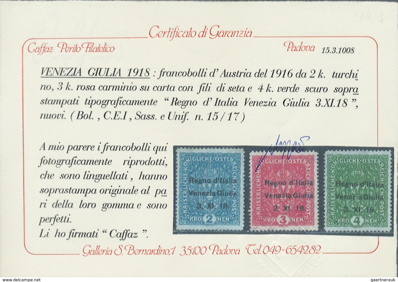 * Italienische Besetzung 1918/23 - Julisch-Venetien: 1918, Freimarken Von Österr. Mit Aufdruck 'Regno - Vénétie Julienne