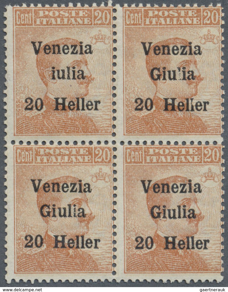 **/* Italienische Besetzung 1918/23 - Julisch-Venetien: 1919, 20h. On 20c. Brownish Orange, Block Of Four - Venezia Giulia