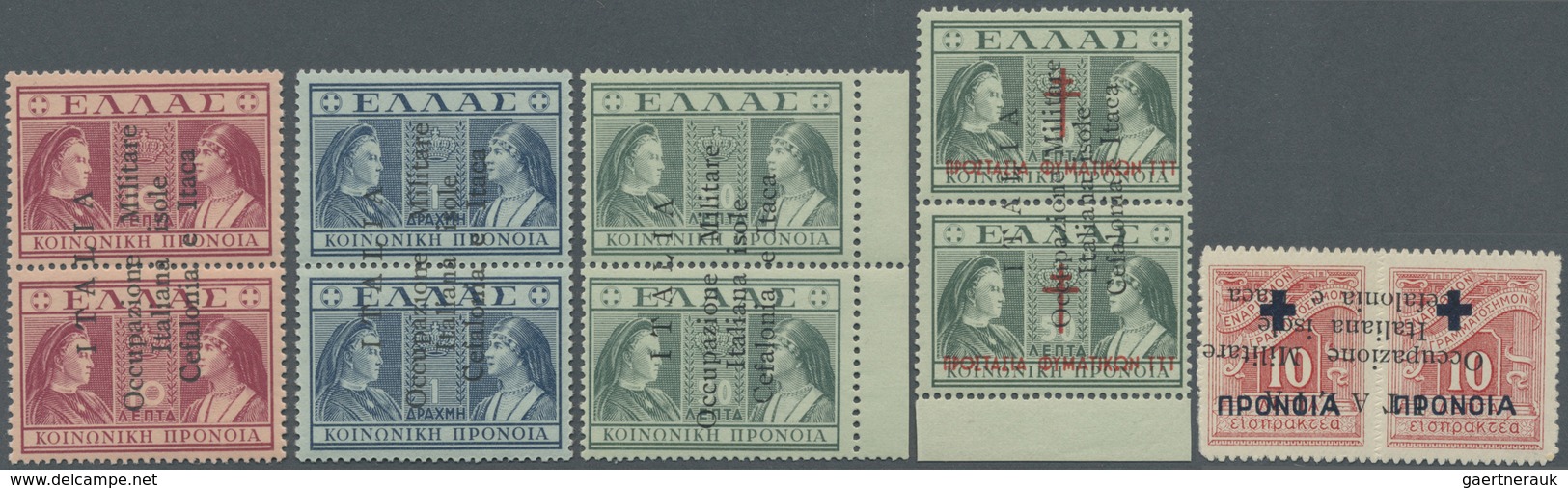 ** Italienische Besetzung 1941/43 - Griechenland: 1941. Charity Stamps Of Greece, Overprinted "ltalia O - Cefalonia & Itaca