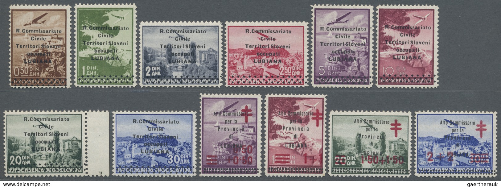 ** Italienische Besetzung 1941/43 - Laibach: 1941, Airmails 0.50d. To 30d. And Red Cross Complete Set, - Ljubljana