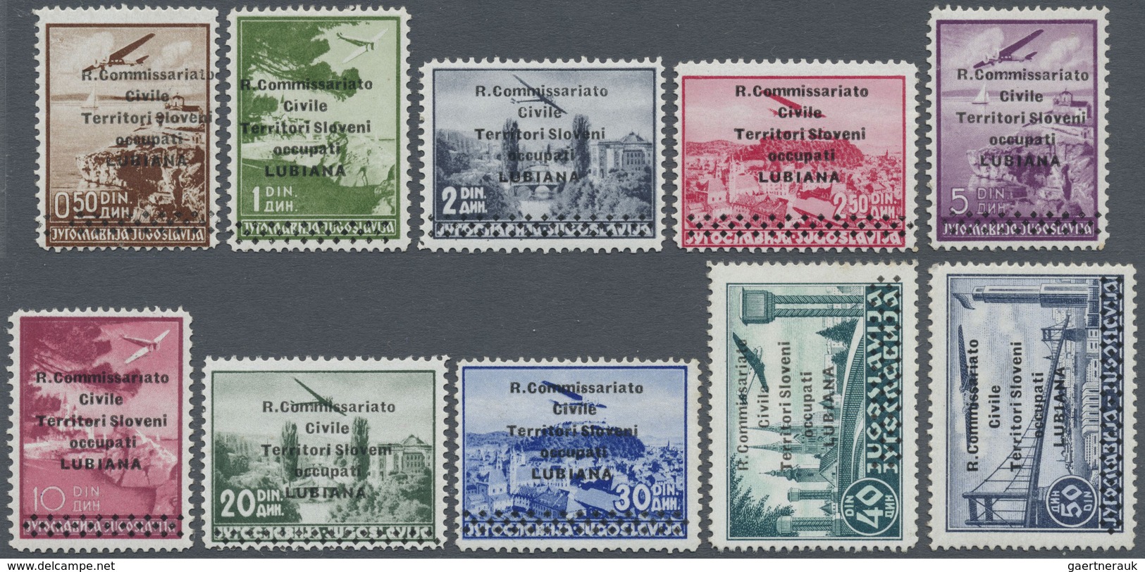 ** Italienische Besetzung 1941/43 - Laibach: 1941, Airmail Set With Ten Overprint Stamps, Mint Never Hi - Lubiana