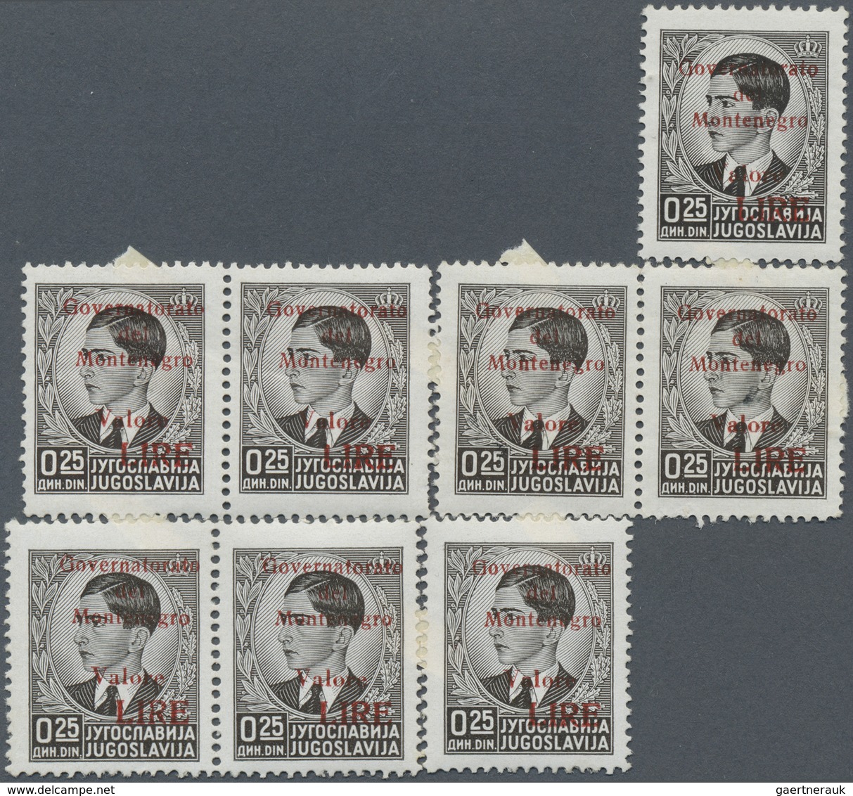 * Italienische Besetzung 1941/43 - Montenegro: 1942, 0.25l. Brownish Black, Irregular Block Of Eight, - Montenegro