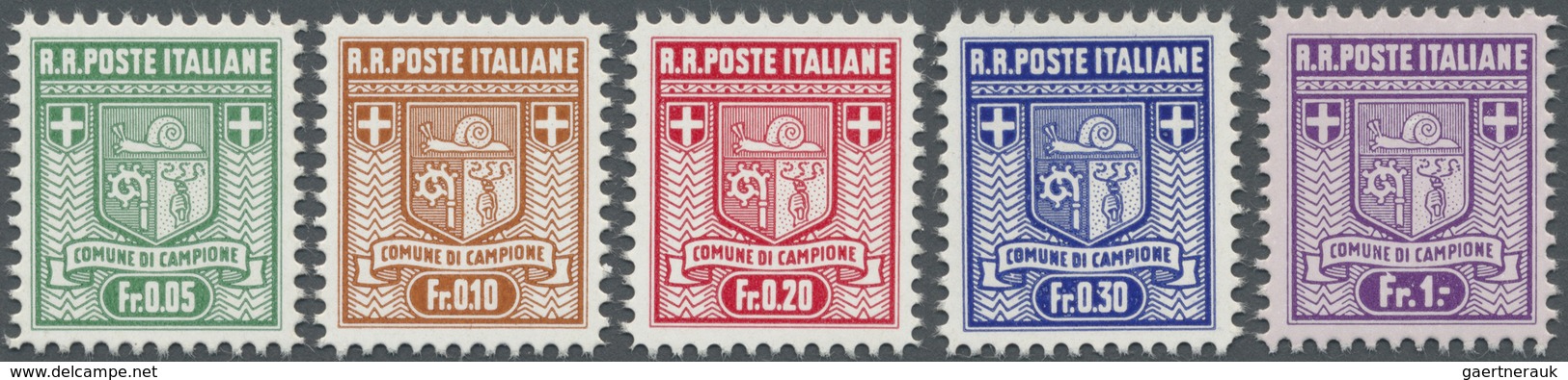 ** Italien - Alliierte Militärregierung - Campione: 1944, 0.05 Fr To 1.00 Fr Coat Of Arms Complete With - Non Classés