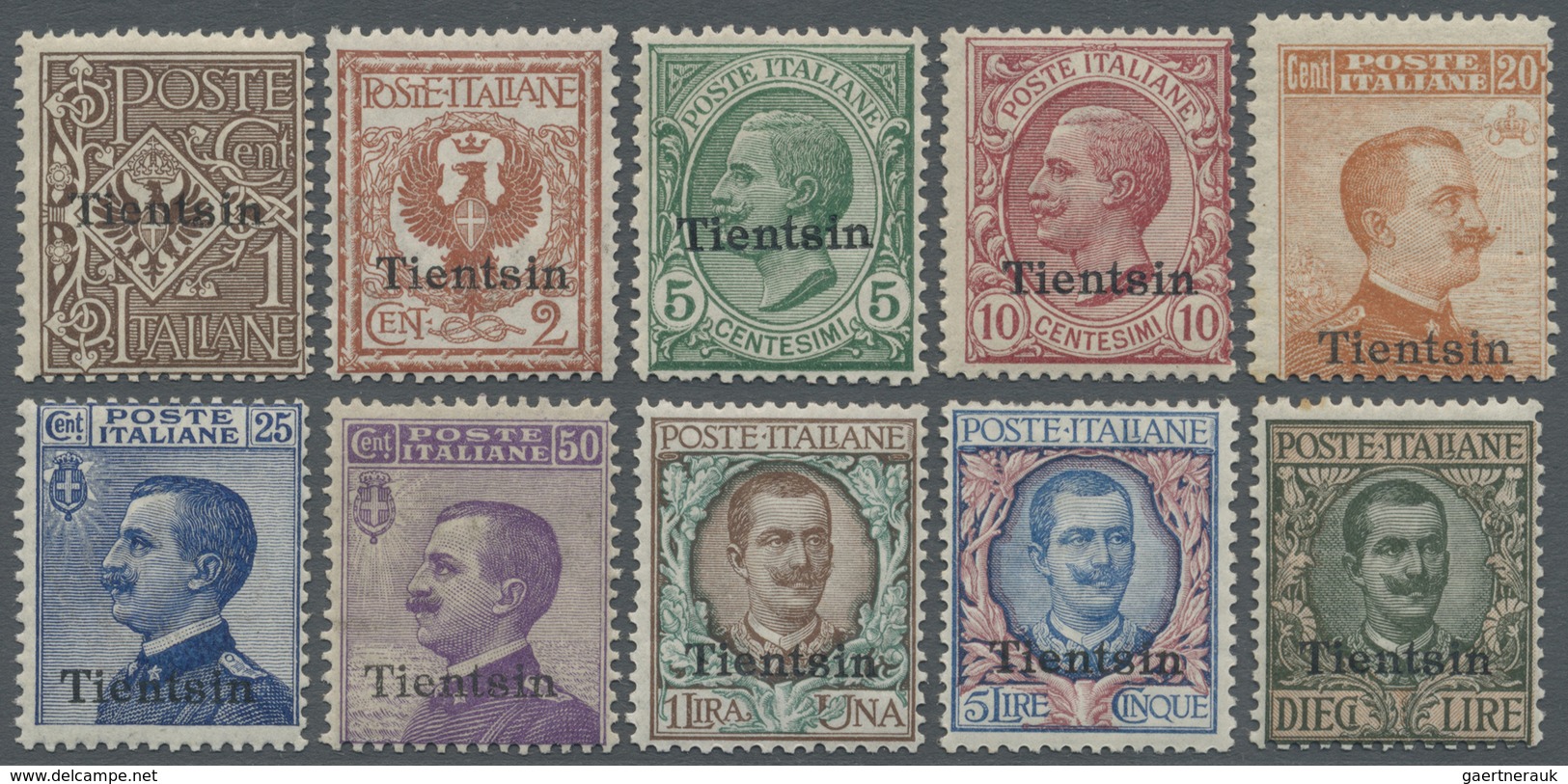 ** Italienische Post In China: 1917/1918, TIENTSIN, 1c. To 10l., Complete Set Of Ten Values (10l. Toned - Tientsin