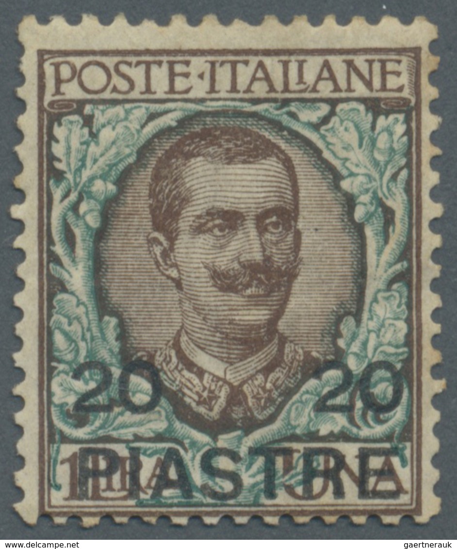 * Italienische Post In Der Levante: 1908, König Viktor Emanuel III. 1 Lire Braun/grün Mit Aufdruck Des - Emissions Générales