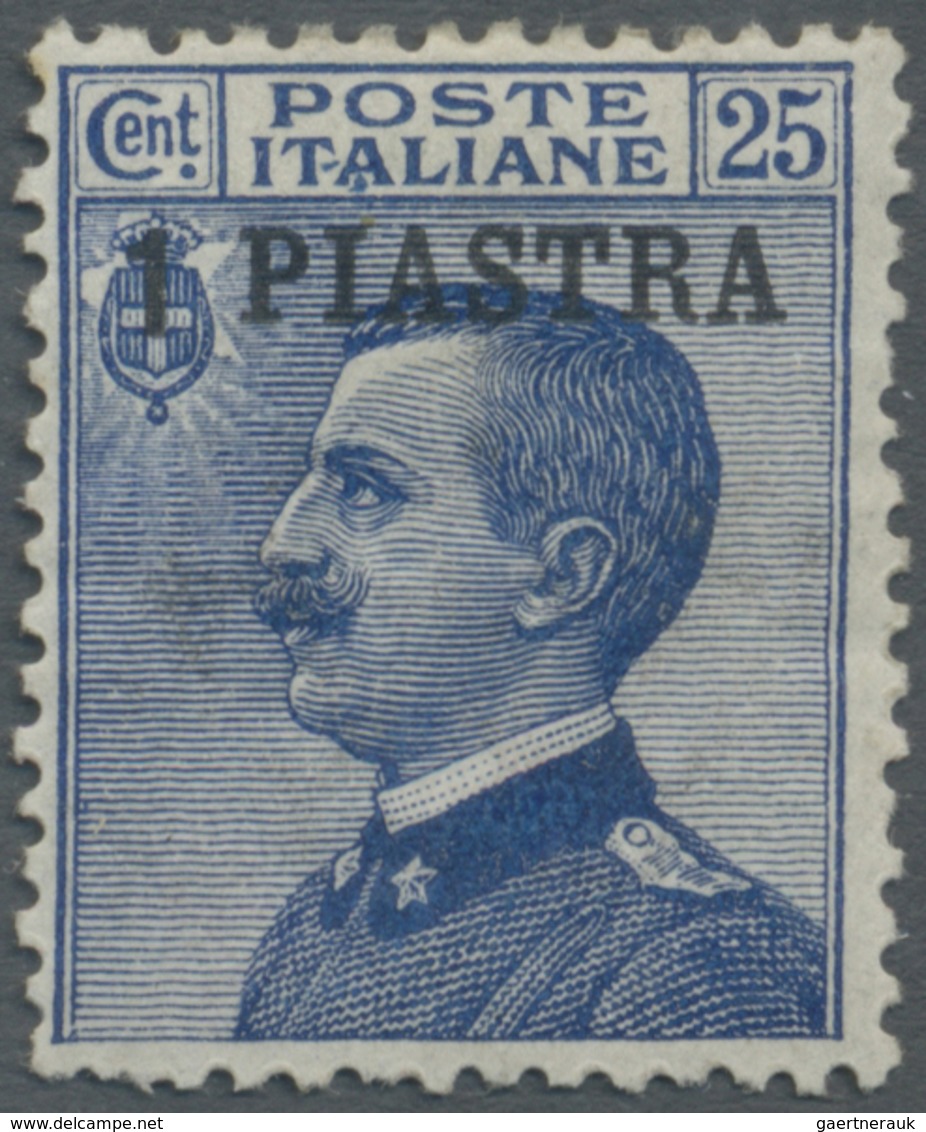 * Italienische Post In Der Levante: 1908, 1pi. On 25c. Blue, Mint O.g. With Hinge Remnants, Some Uneve - Emissions Générales