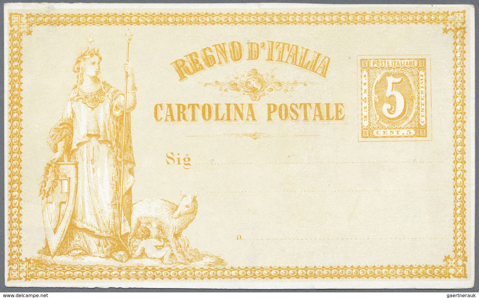 GA Italien - Ganzsachen: 1872: Essay "N. Sanesi, Italia Turrita", 7 Copies In 4 Different Colors, Sligh - Entiers Postaux