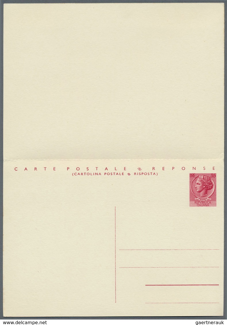 GA Italien - Ganzsachen: 1956: 35 L + 35 L Bilingual Replay Postal Stationary Card, Unused, Rare. (Mi. - Stamped Stationery