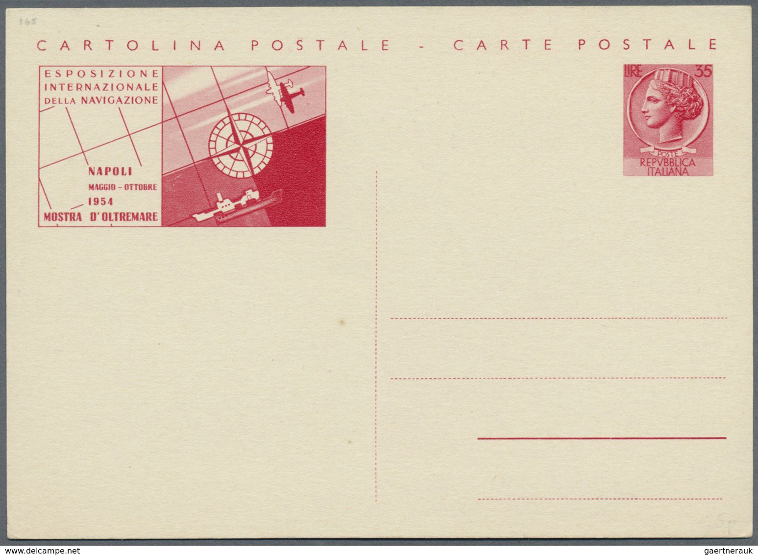 GA Italien - Ganzsachen: 1954: Mostra Del Oltramare (Overseas Exhibition In Naples 1954), Complete Set - Stamped Stationery