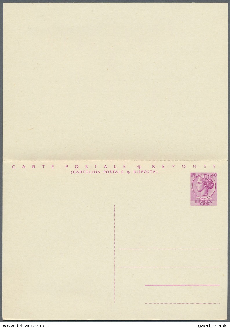 GA Italien - Ganzsachen: 1961: 40 L. + 40 L. Double Postal Stationery Card, "40 L Bilingual", Very Fine - Postwaardestukken