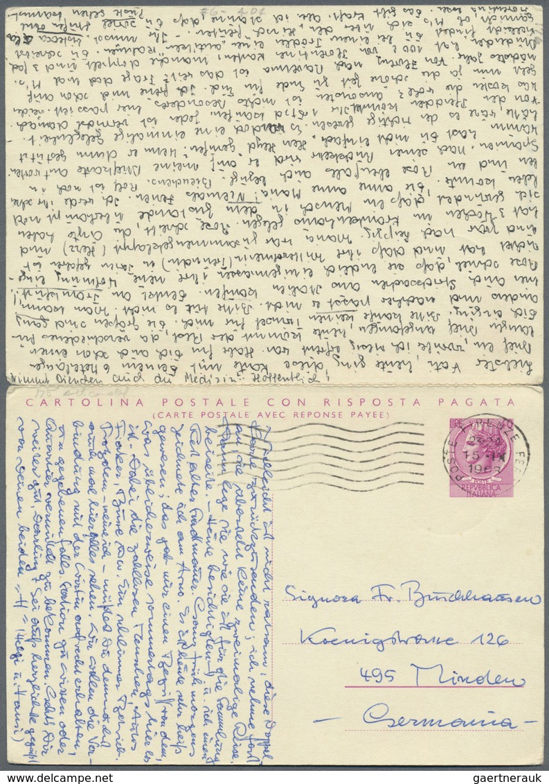 GA Italien - Ganzsachen: 1961: 40 L. + 40 L. Double Postal Stationery Card, "40 L Bilingual", Two Undiv - Stamped Stationery